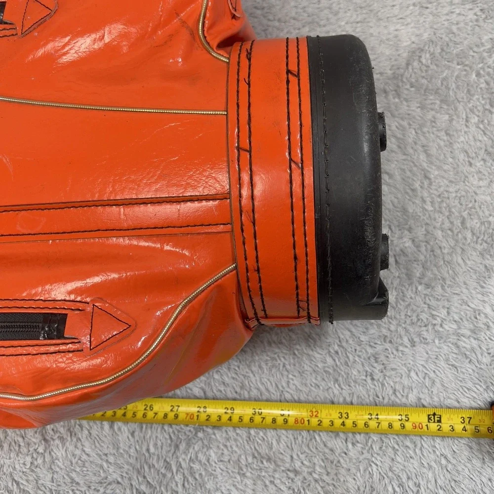 Vintage PowerBilt H & B Staff Golf Carry Bag Mens Orange Faux Leather 6-Way Hood